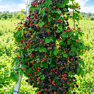 1 gal. Black Satin Thornless Blackberry Plants – Live Fruiting Berry Bushes, 2-Pack